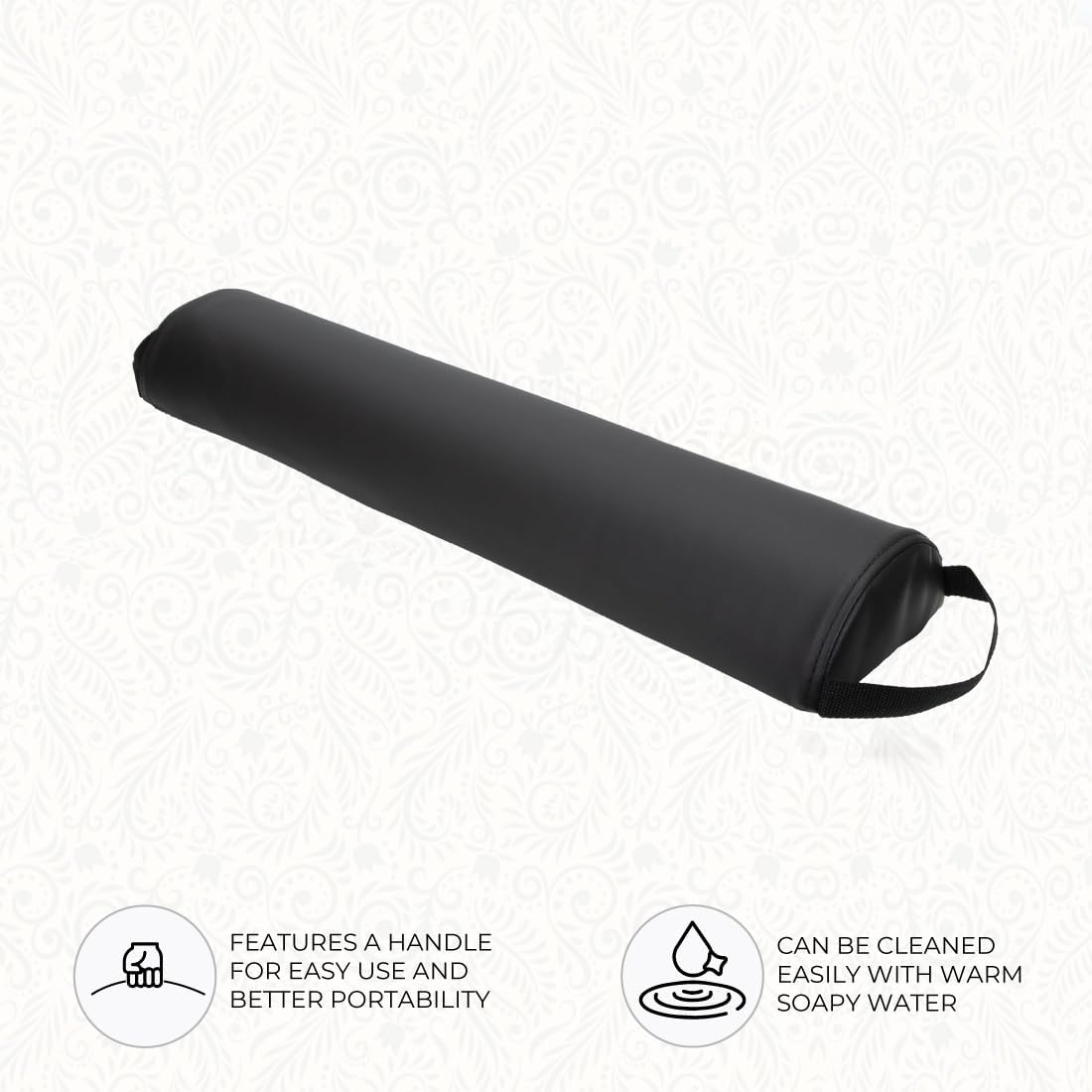 ForPro Premium Half-Round Bolster Pillow for Massage and Yoga, Oil and Stain-Resistant, 6”W x 3" H x 26”L, Black
