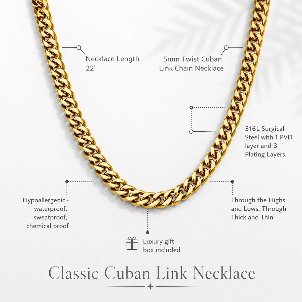 Love You This Much Promise Cuban Chain Necklace for Him, 7mm Thick, Sentimental Gift for Him, BF Gift for Birthday, Gift
