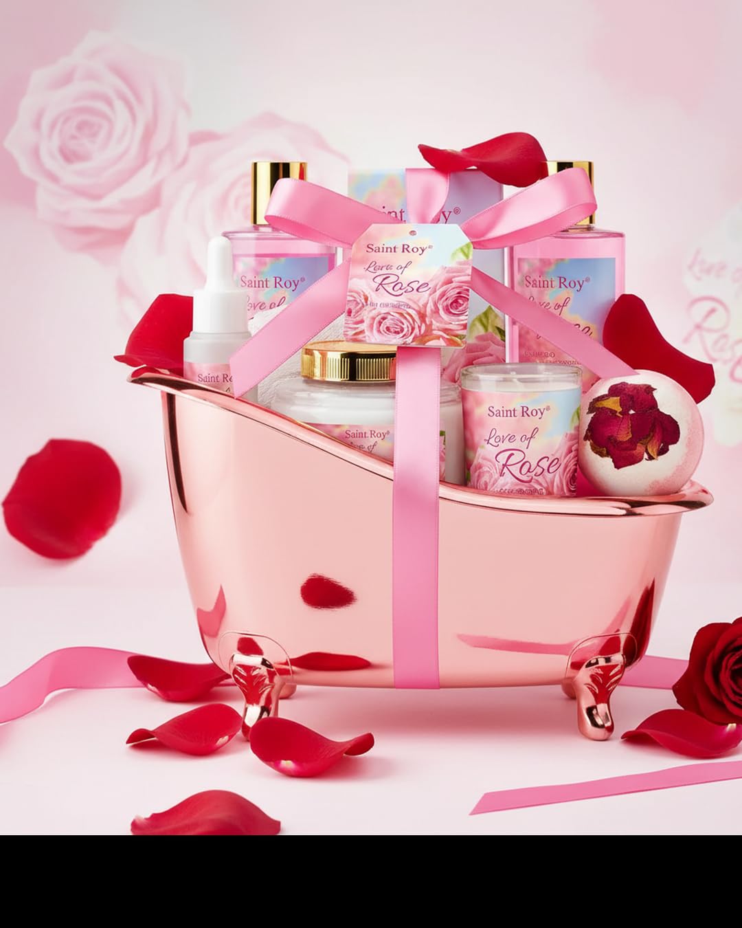 Saint Roy Gift Baskets for Women Bath and Body Set for Her, Rose Spa Gifts for Women – product photo (Sets &amp; Kits)