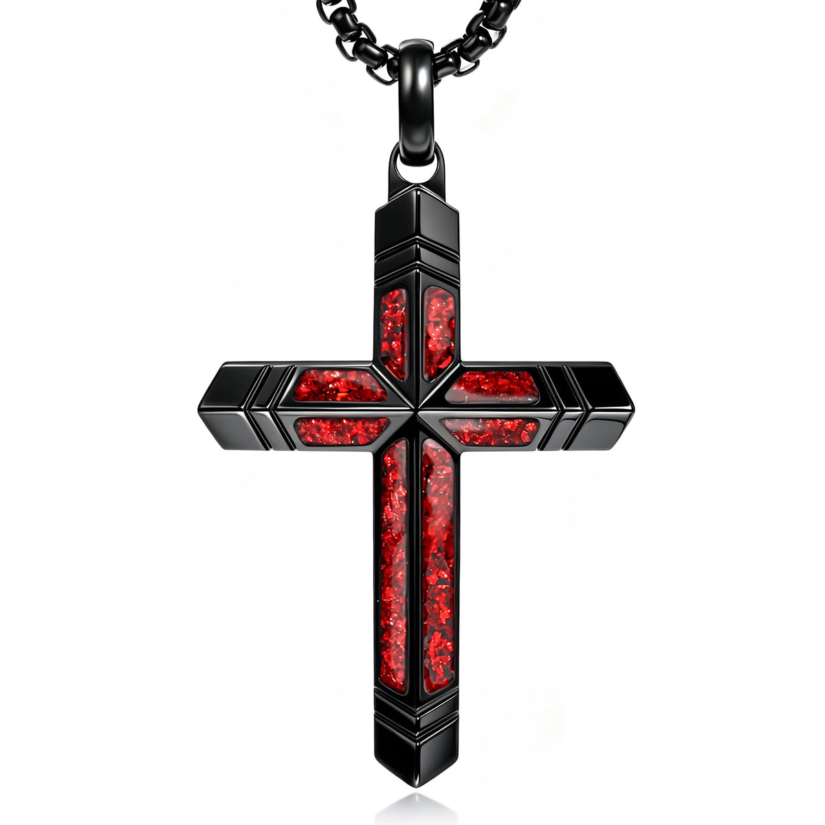 GTMJ Ruby Cross Necklace for Men with Adjustable Chain 24-26 Inches Christianity Cross Necklace Religious Jewelry Gifts 