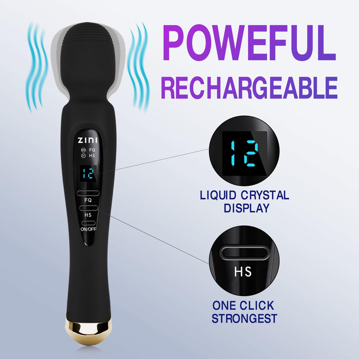 Cordless Massager with LCD Display Personal Massager for - Seritivo Official Imagery - 3