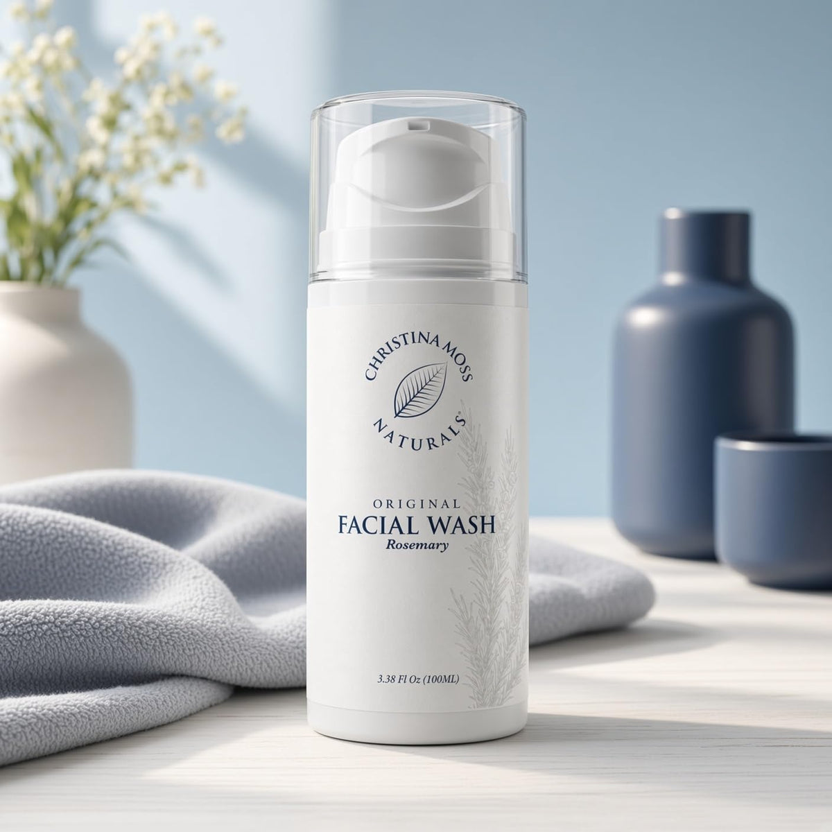 Christina Moss Naturals Rosemary Facial Wash | For Daily Cleansing | Original Formula (3.38 oz) – product photo (Washes)
