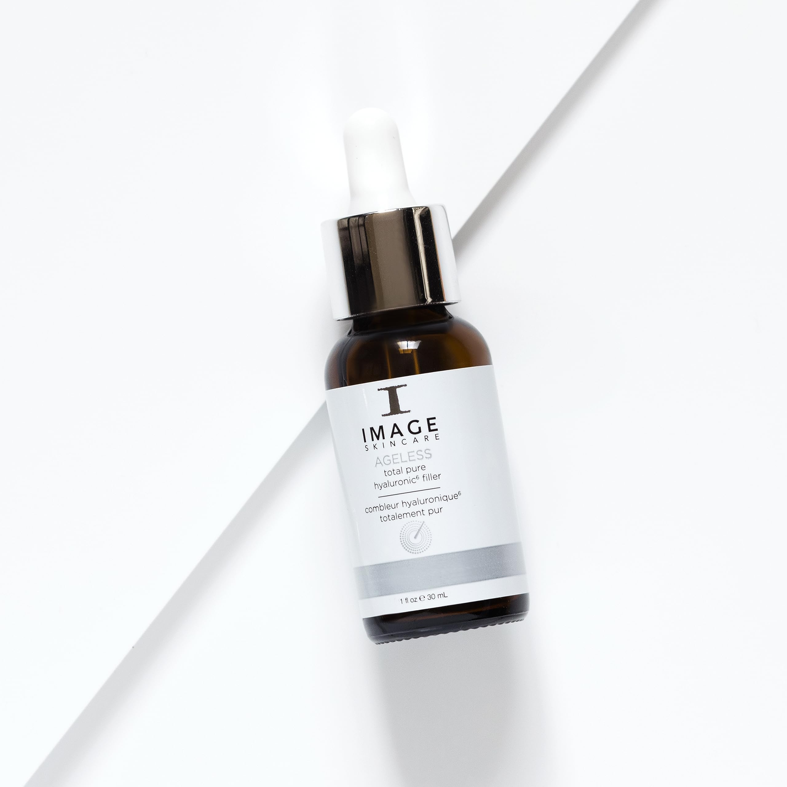 IMAGE Skincare AGELESS Total Pure Hyaluronic 6 Filler skin moisturizer in a 1 fl oz bottle, with clear packaging and product label.