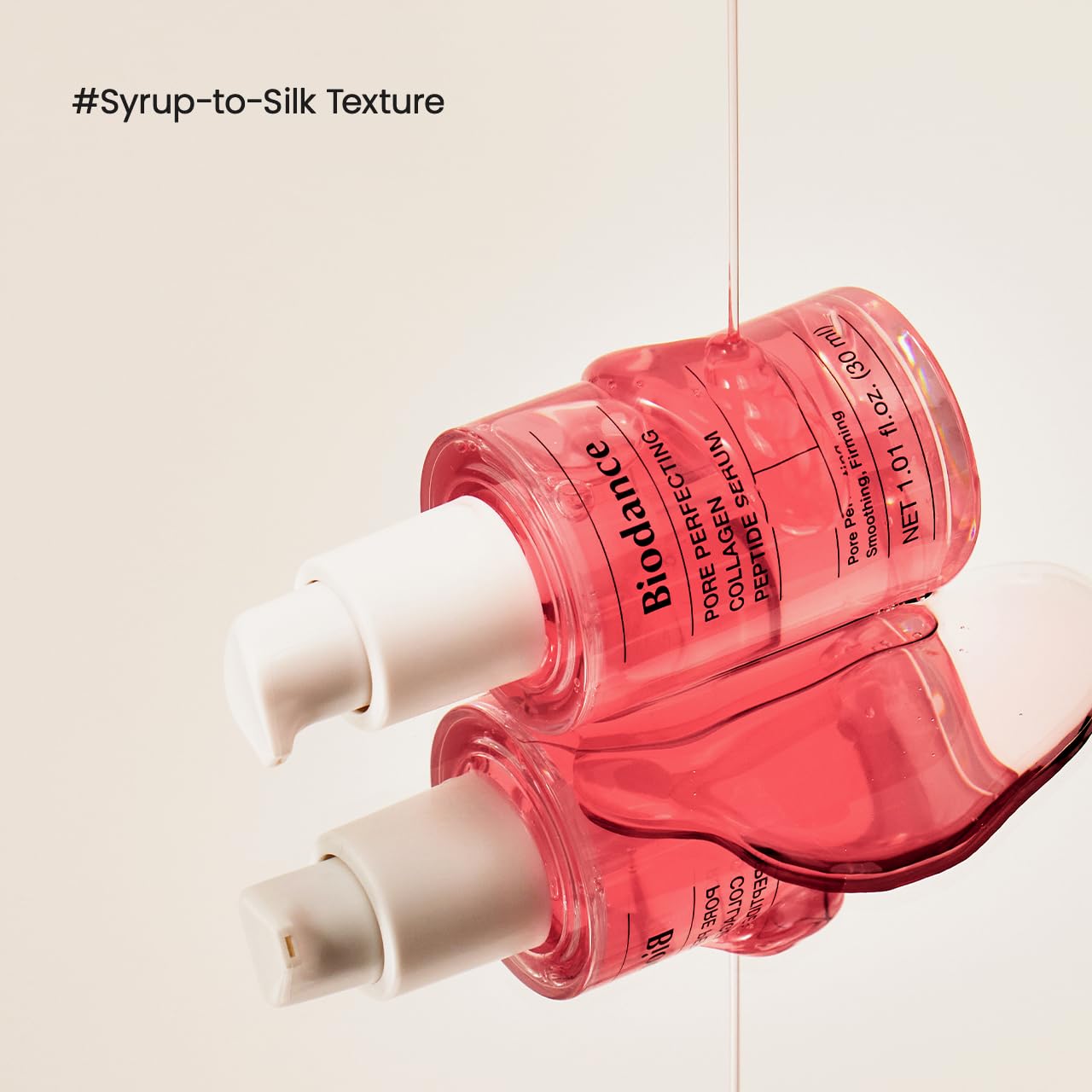 BIODANCE Pore Perfecting Collagen Peptide Serum in 1oz bottle, showing clear glass container and serum inside.