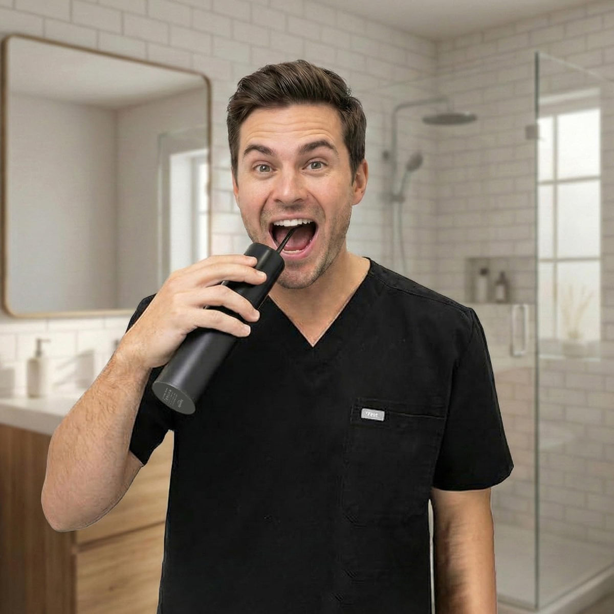 bigsmile Water Flosser Safe Tonsil Stone Remover Prevent Bad Breath, Black – packaging and label