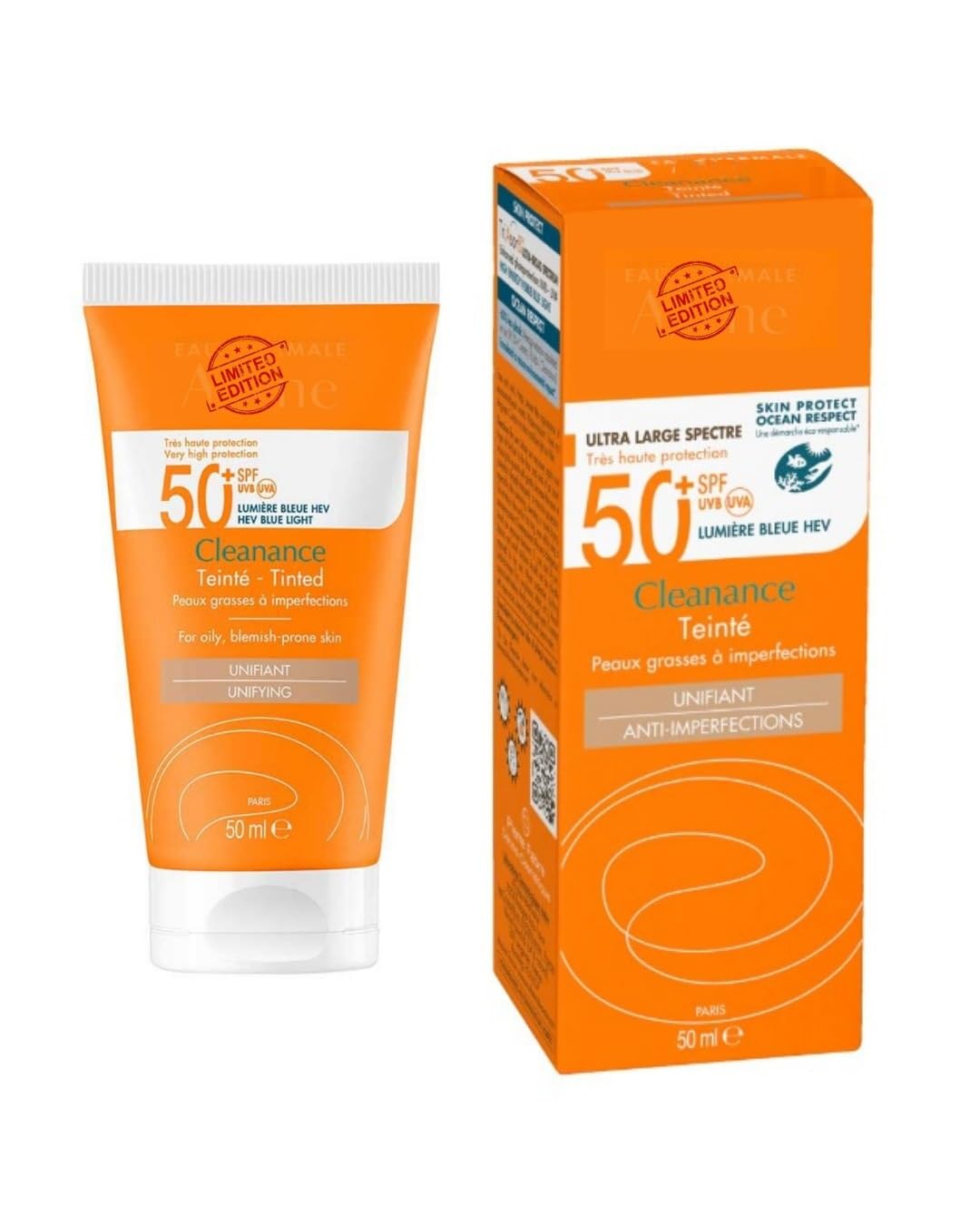 Clean Solaire Tinted SPF 50 Facial Sunscreen – For Face and Neck, Oily & Acne-Prone Skin, Sebum-Regulating, Tone-Evening