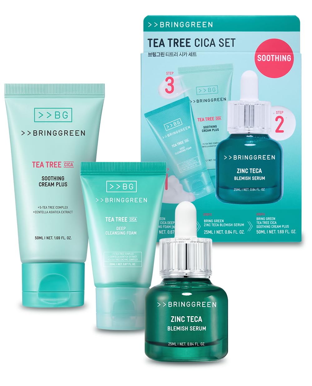 BRING GREEN TEA TREE CICA SET | Korean Skin Care Kit for - Product Imagery