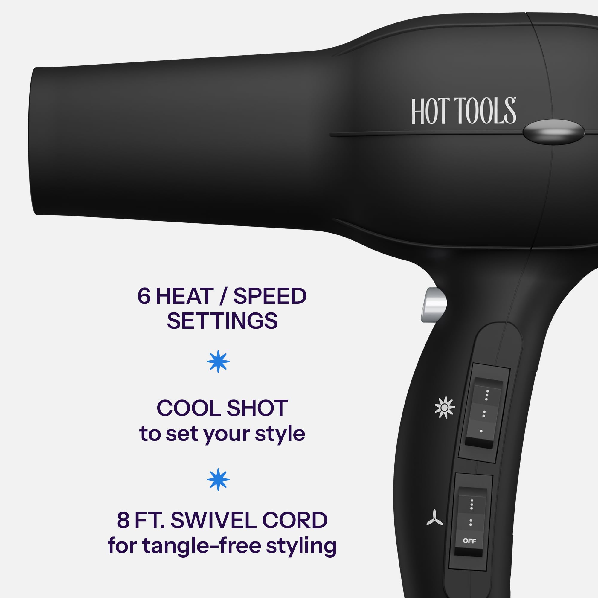Hot Tools Pro Artist 1875W Turbo Ionic Hair Dryer with black handle and silver accents, showcasing its sleek design and professional features.
