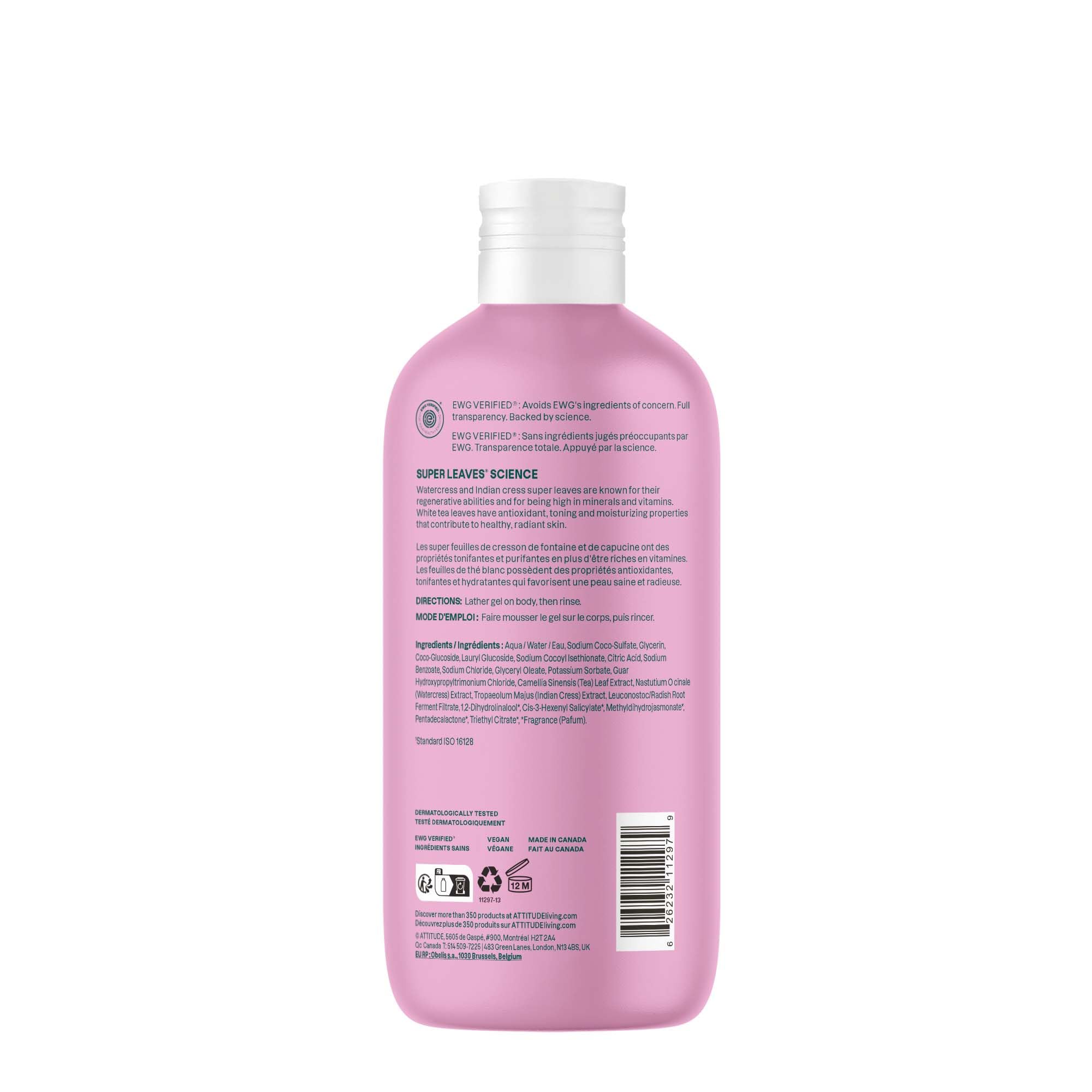 ATTITUDE Coconut & Wild Berries body wash in a 16 fl oz bottle, featuring a clear container and colorful label.