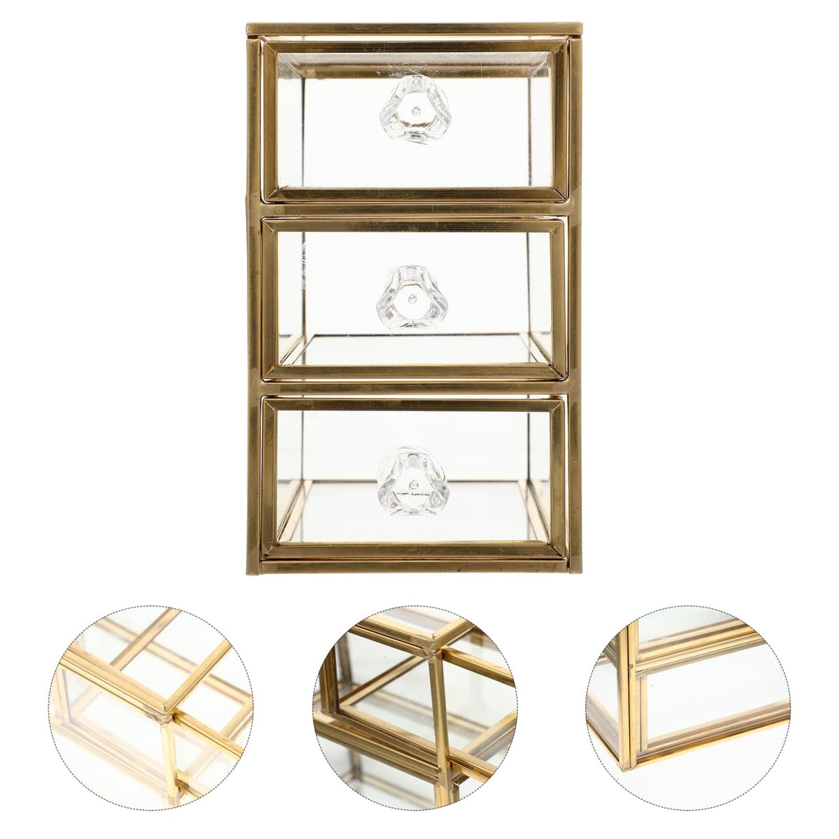 PRETYZOOM Drawer Jewelry Box Transparent Drawer Type Storage Box for Necklaces Makeup Cosmetics and Stationery Desktop O