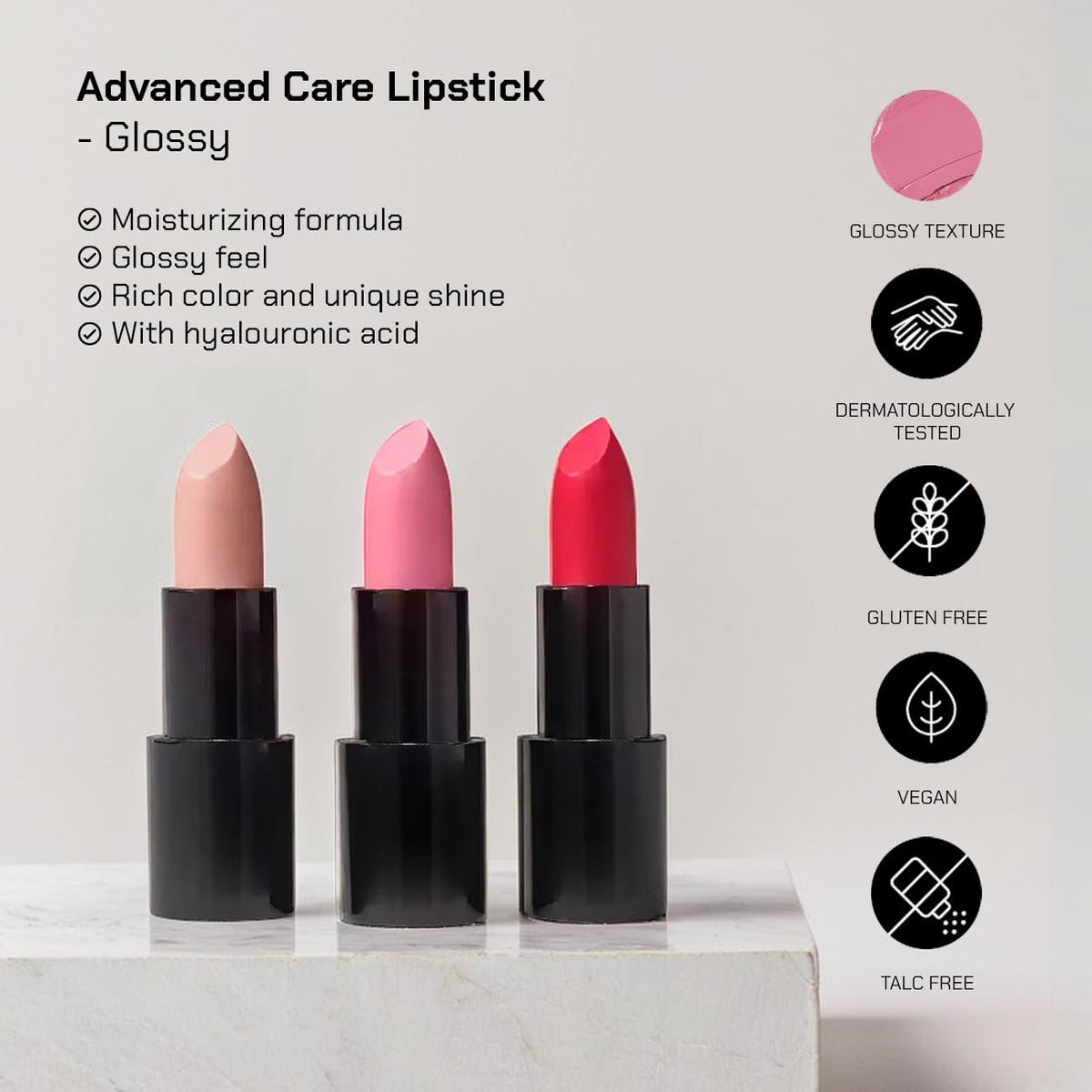 RADIANT PROFESSIONAL MAKE UP / HELLENICA Radiant Professional Glossy Lipstick, Hyaluronic Acid, 102 COCOA – full view