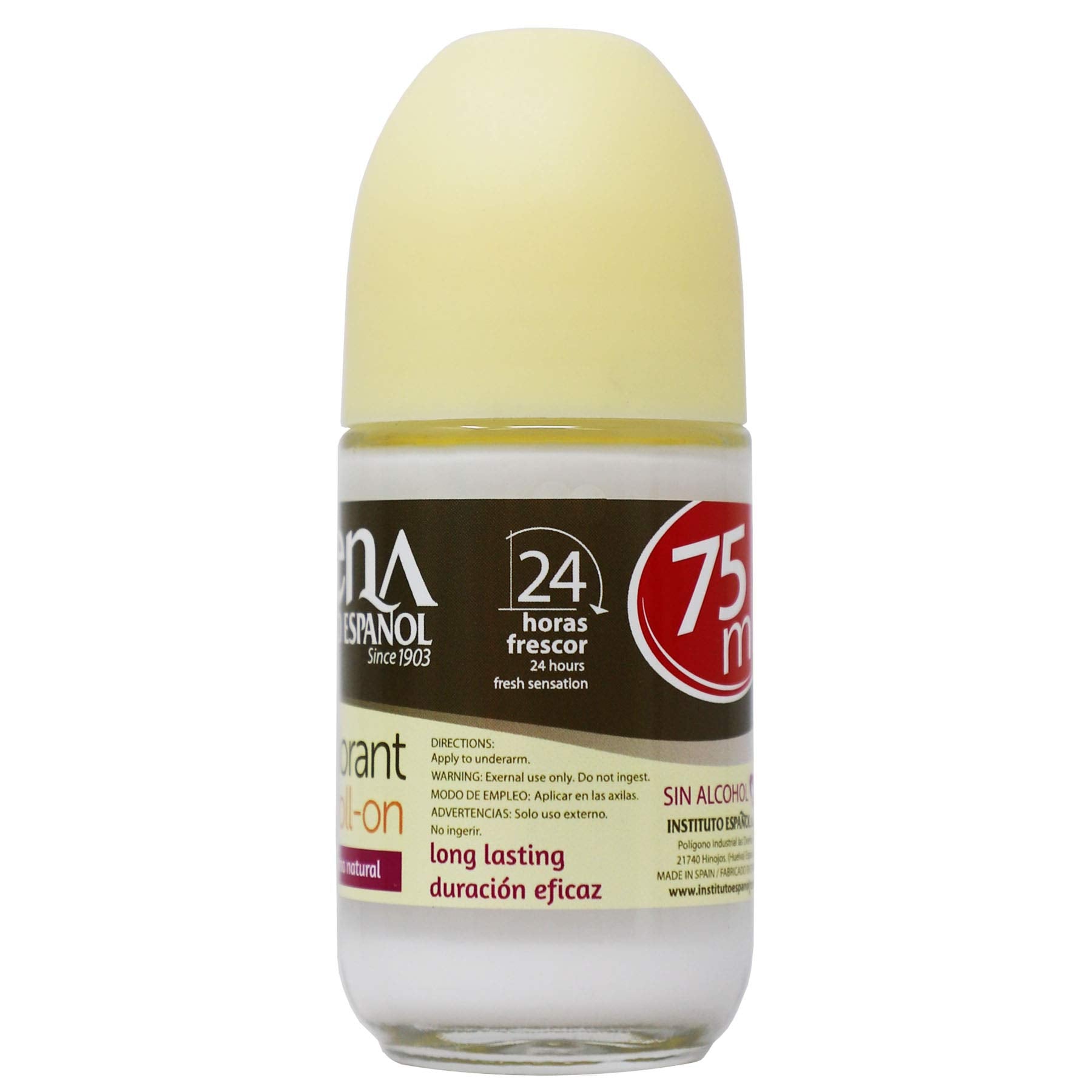Instituto Español Avena Roll-On Deodorant in 2.5 oz bottles, pack of four, natural fragrance and soothing oat extract for fresh skin.