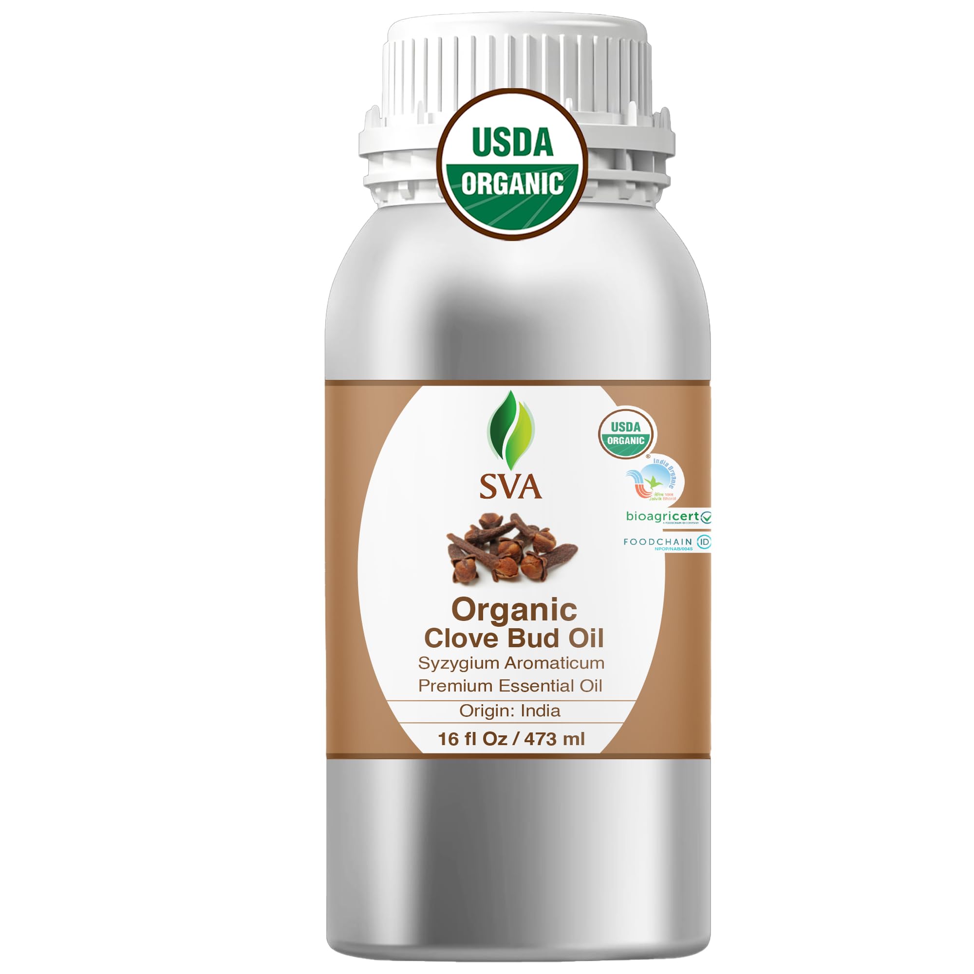 SVA Organic Clove Essential Oil, Huge Bottle, Large Size, 16 Fl Oz (473 ml)