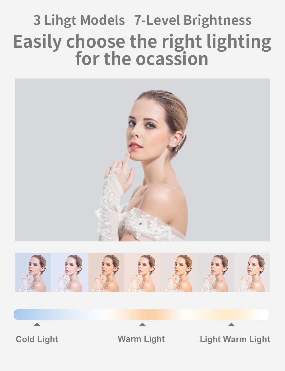 Viozon Extendable Selfie Stand 360° Rotation with Phone Holder, Rechargeable Wireless Foldable 7 Brightness LED Light fo