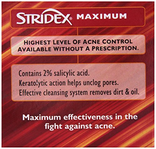 Stridex Maximum Acne Pads, Alcohol Free Salicylic Acid Pads for - Product Imagery