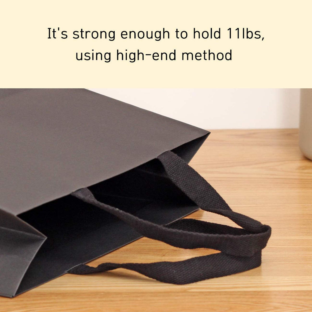 PAPERIST 12pcs, 11.8x4.7x9" (2) Medium Size, Black Paper Bags with Black Cotton Handles, Thick Sturdy Durable Gift b