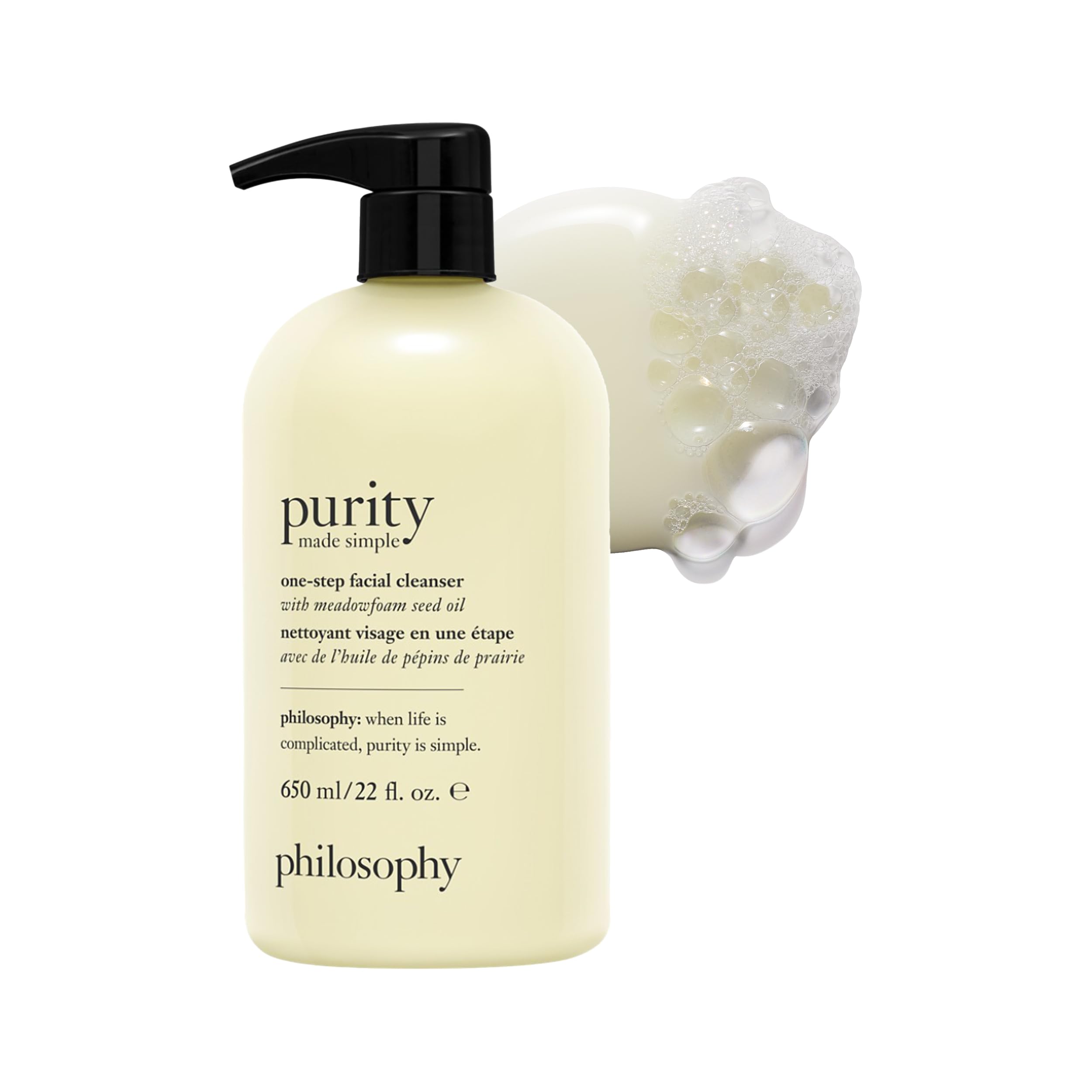 Philosophy Purity Made Simple Facial Cleanser in a 32oz bottle, a gentle skin cleaning agent for clear, refreshed skin.
