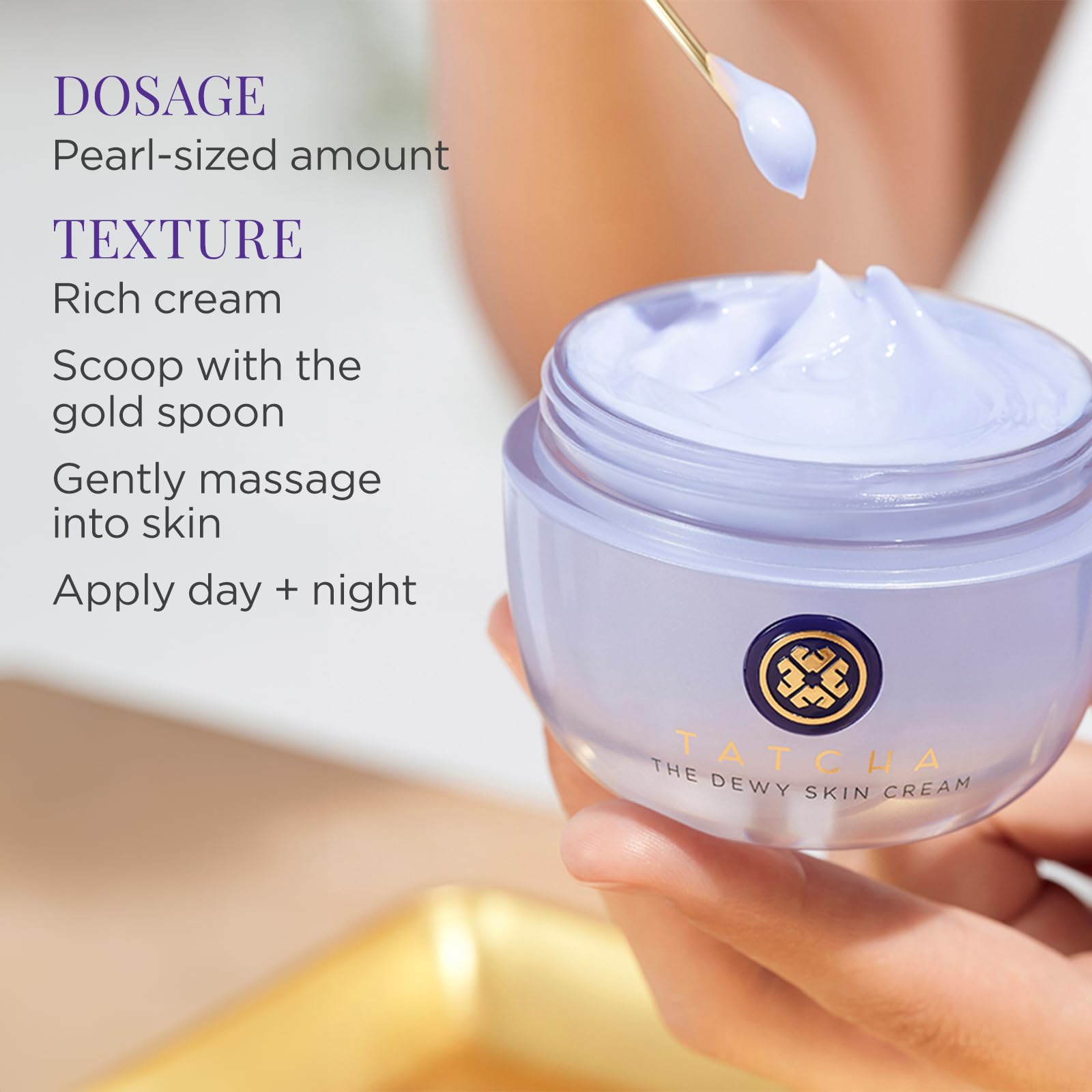 TATCHA Dewy Skin Cream Rich Moisturizer in 1.7oz jar, showcasing the luxurious skincare product with its elegant packaging.