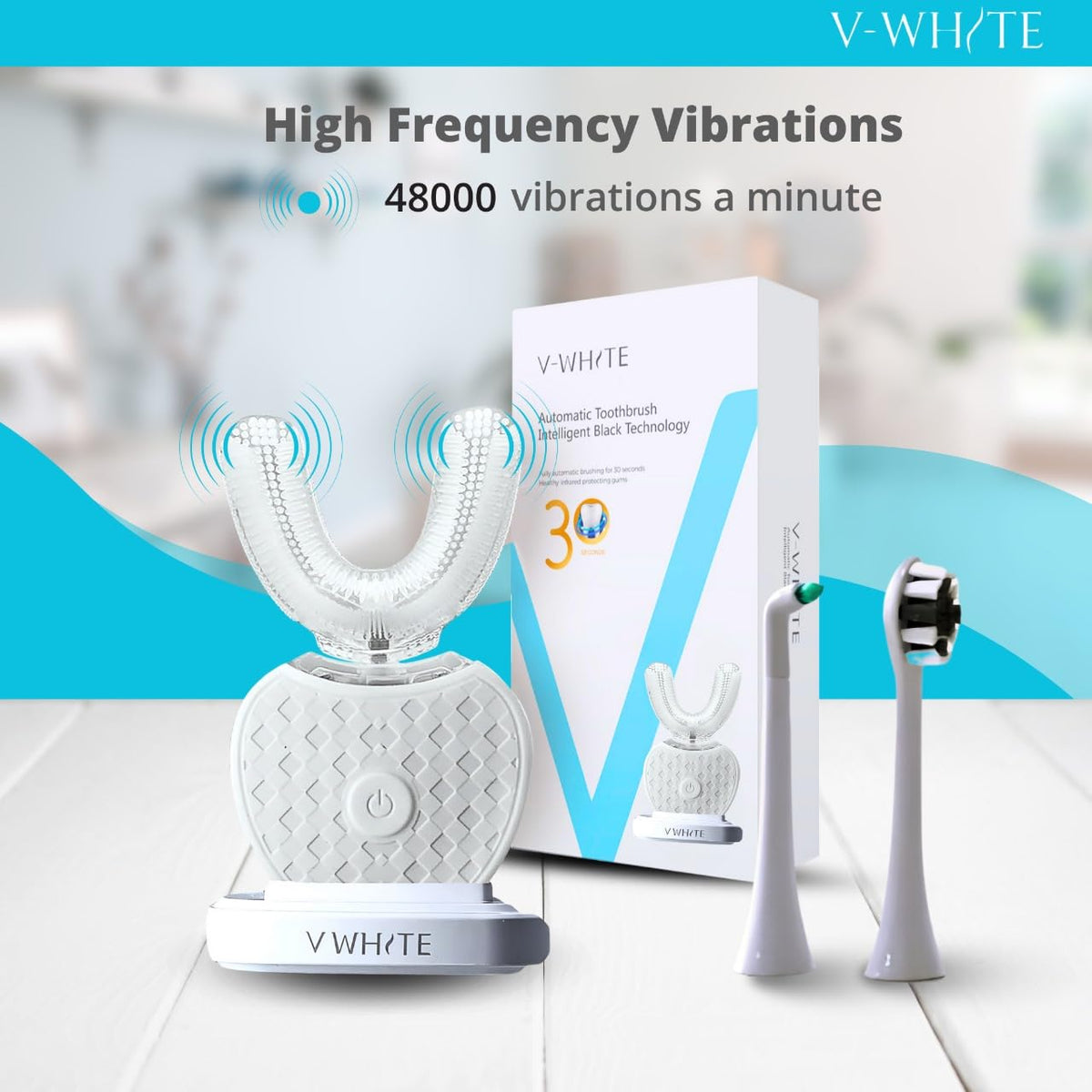V WHITE Ultrasonic U Shaped Auto Brush for Adults - V-WHITE Official Imagery - 7