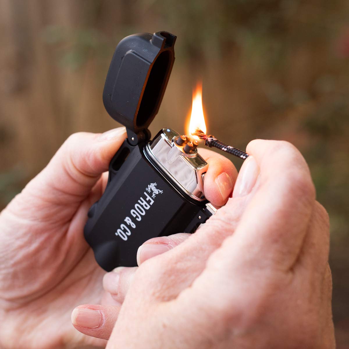 Survival Frog Tough Electric Lighter 2.0 - Waterproof & Windproof Lighters - Flameless Top-Facing Dual Arc Plasma, USB R
