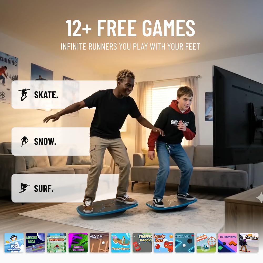 GoCube GoBalance Board - App-Enabled Balance Board. Smart Bluetooth Sensor, 12 FREE Interactive Games - Fun, Balance Tra