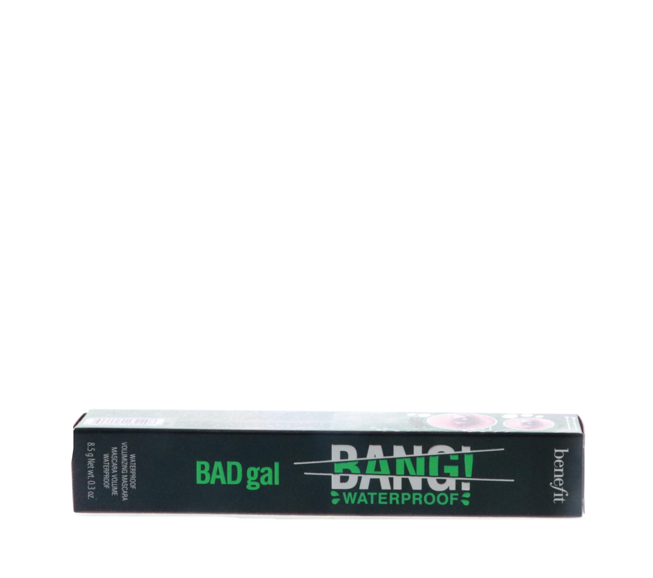 Benefit Badgal Bang! Waterproof mascara showing a sleek black tube with the mascara wand and applicator.