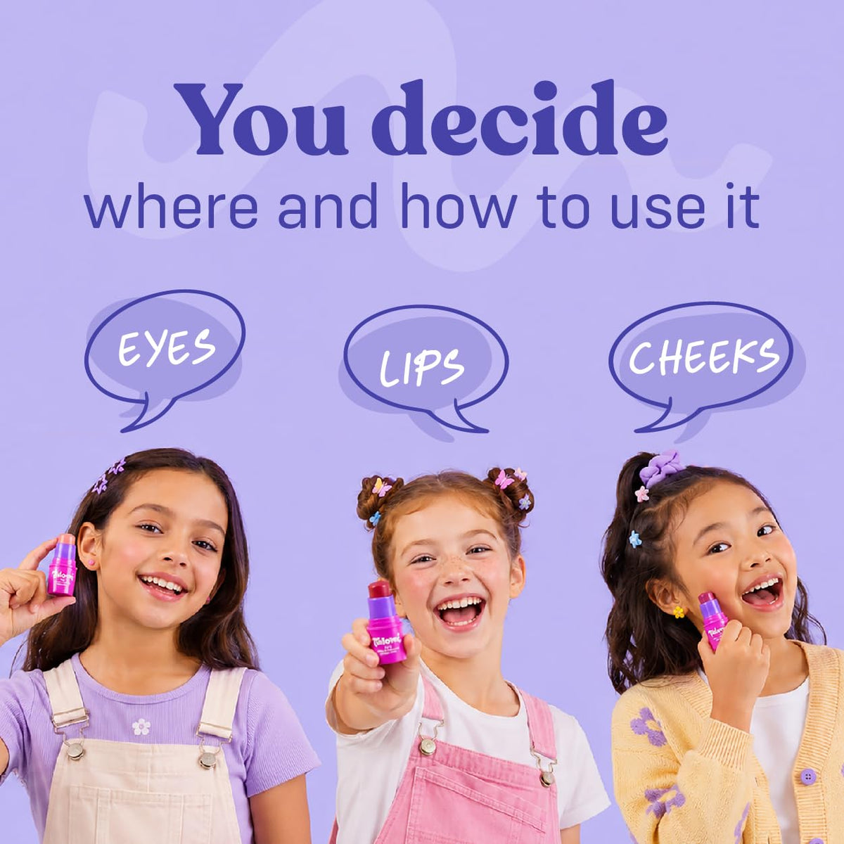 TALOMI Non Toxic Natural Makeup Stick for Little Girls, Dermatologist Tested 3-Piece Set, Made in USA – packaging and la