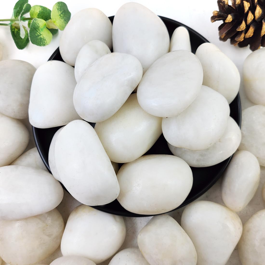 YISZM 10lbs White River Rocks, 2-3 Inch Natural Pebbles for Indoor Plants – product photo (Pebbles)