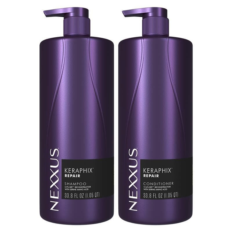 Nexxus KERAPHIX Shampoo & Conditioner for Damaged Hair, 2 Pack, 33.8 Fl Oz – Paraben Free, Fragranced, 2 Pack