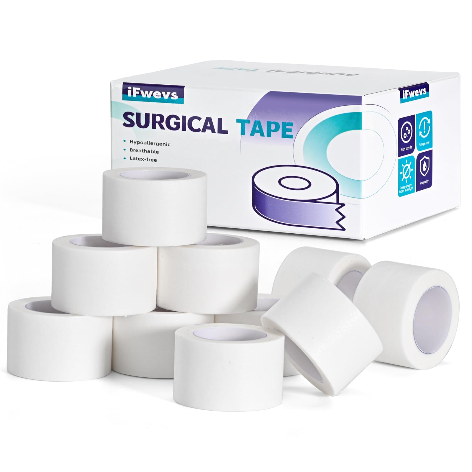 Paper Medical Tape, 10 Rolls 1" x 10 Yards, Latex Free Surgical - Product Imagery