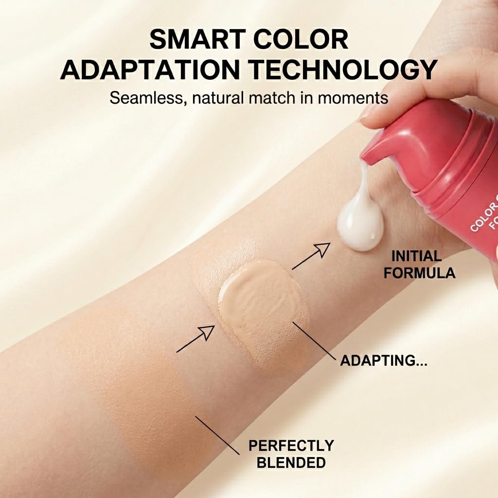 DTMIEAXN Color Changing Foundation,Hydrating Skin-Matching Makeup for Mature Skin, Conceals Fine Lines & Wrinkles, Flawl