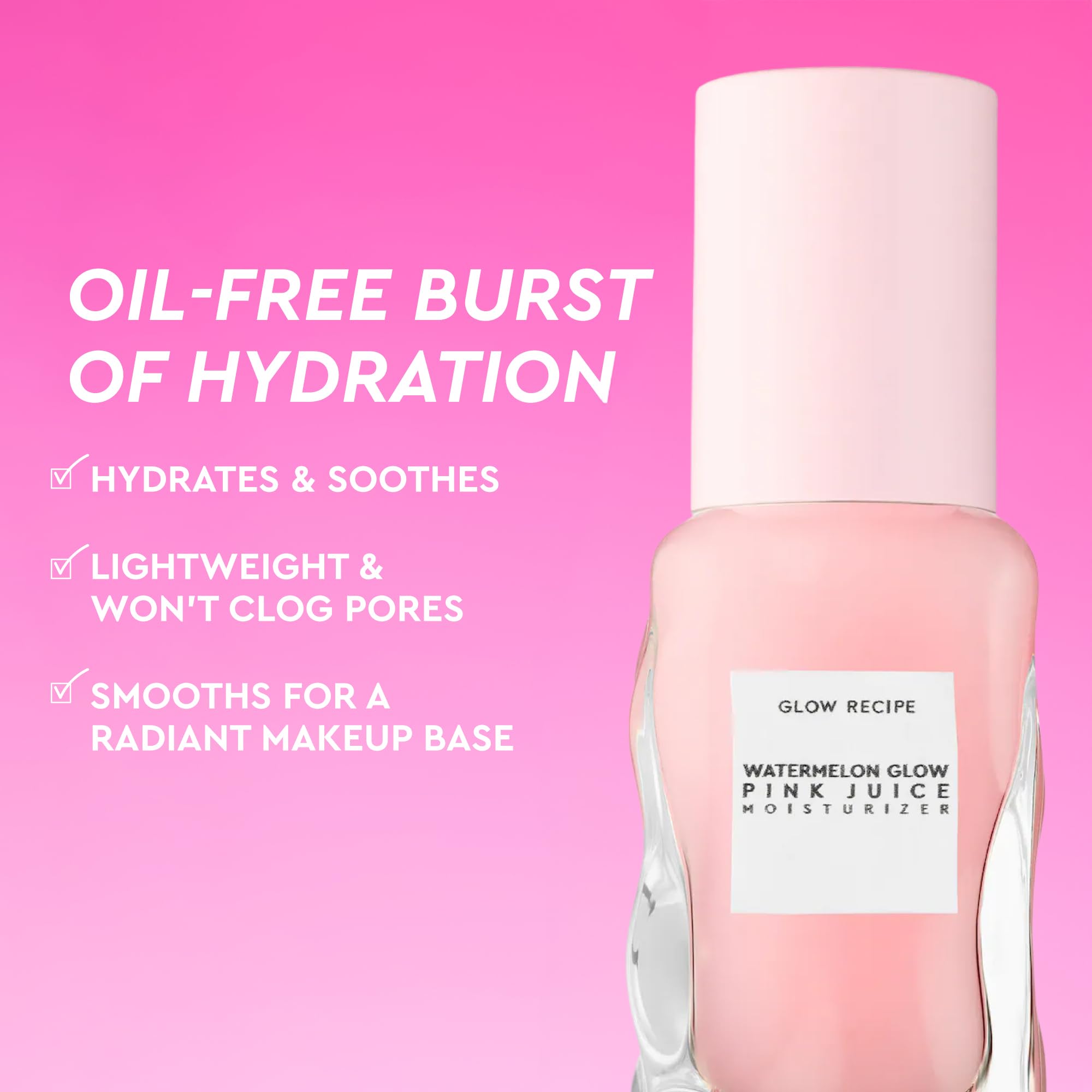 Glow Recipe Pink Juice Water Gel Moisturizer in 25ml jar, showcasing the pink-colored, hydrating skincare product.