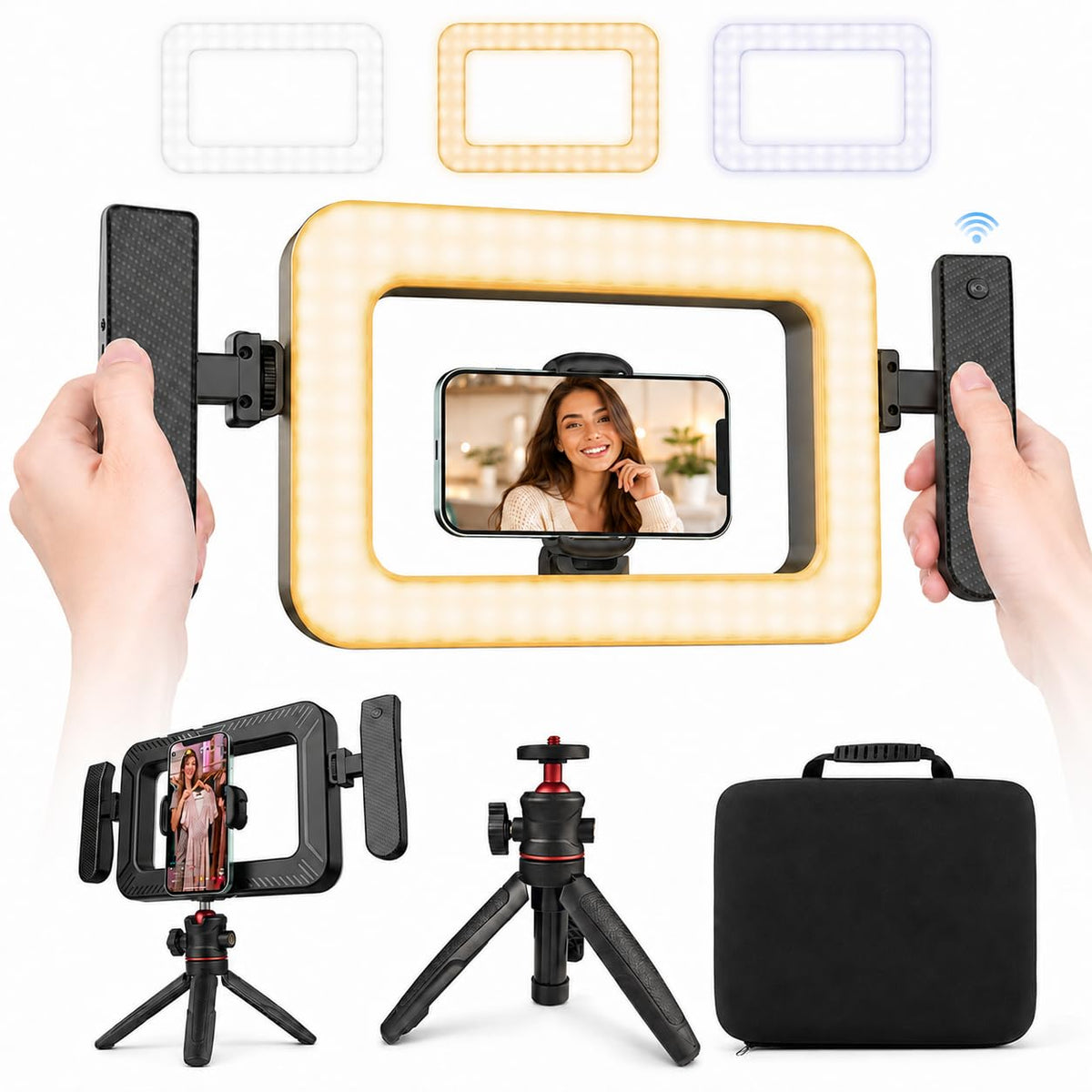 KayusMt Cell Phone Light for Video Recording – Handheld Creator Kit with Tripod