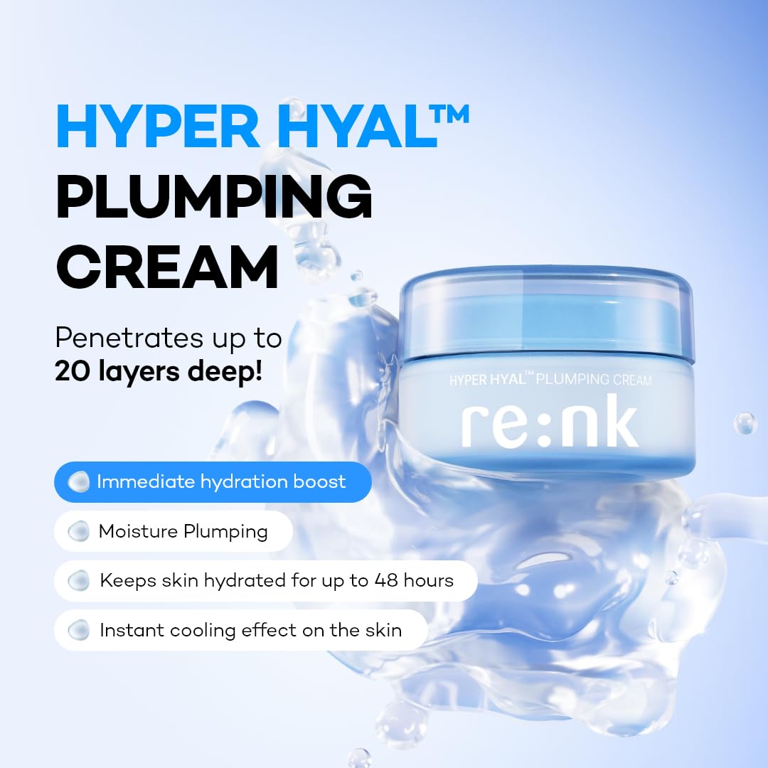 Re: NK re:nk (renk) Hyper Hyal Plumping Skincare Set, 3-Step Hydrating Routine with Toner, Ampoule & Cream, Hyaluronic A