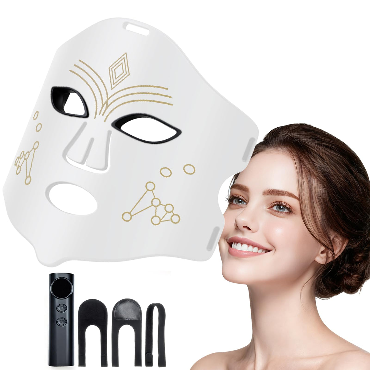 Andalusite Red Light Therapy for Face, 4 Modes LED Light Therapy Mask with 850nm NIR Infrared Red & Blue Light, Recharge