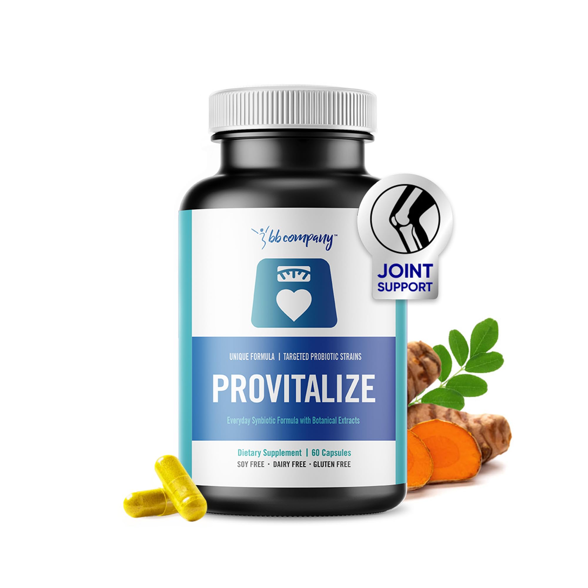 BB Company Provitalize | Probiotics for Women Digestive Health, Menopause, Joint Support | Sexy Midsection Curves, Bloat | Turmeric Curcumin Moringa | Gluten-Free & Shelf-Stable | Ages 40+ | 60 Ct