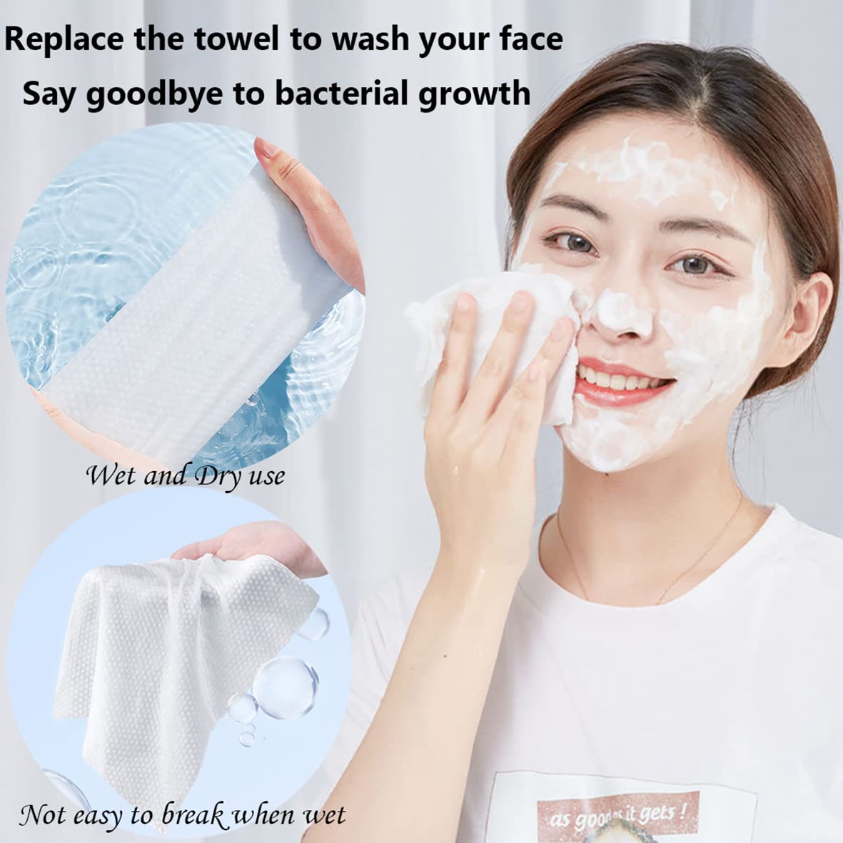 Hsxfl Disposable Face Towel 100 Count for Washing Soft Cotton Dry Wipes Facial Cloths Towelettes for Washing and Drying,