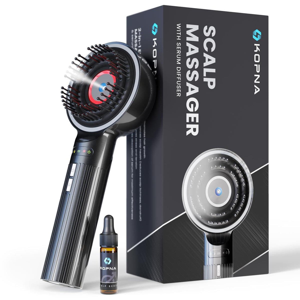 Kopna 2-in-1 Electric Scalp Massager with Nano Mist Serum Applicator, Waterproof Rechargeable Head & Scalp Massage Brush