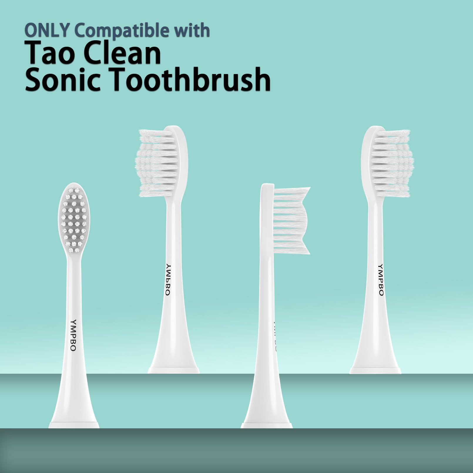YMPBO replacement toothbrush heads for TAO Clean electric toothbrush, set of 10, with soft bristles and easy attachment.