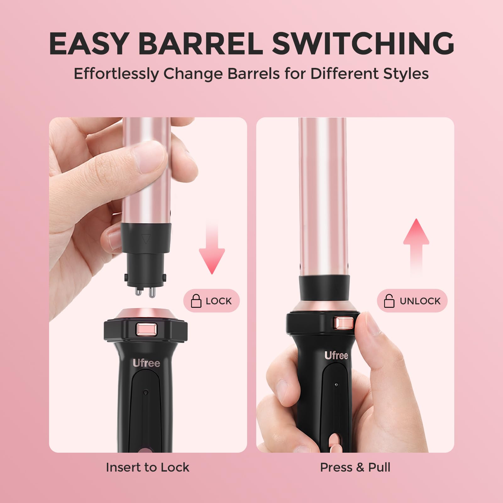 Ufree 5-in-1 Curling Iron Set | Ceramic Barrels & Flat Iron