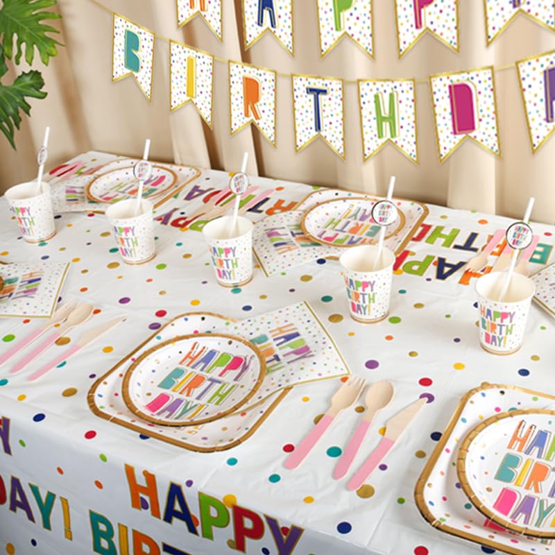 Party Ready Deluxe Birthday Party Supplies Set – Complete Decoration Bundle with Tableware, Drinkware, Banner, Cake Topp