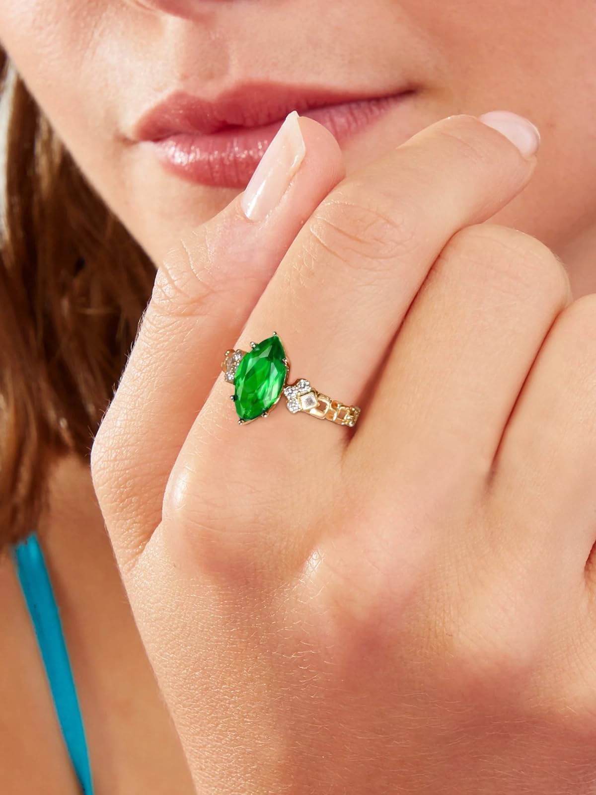 Wyyxl Lab Grown or Created Emerald/Ruby/Sapphire Engagement Rings 925 Sterling Silver Moissanite Diamond Ring for Women 