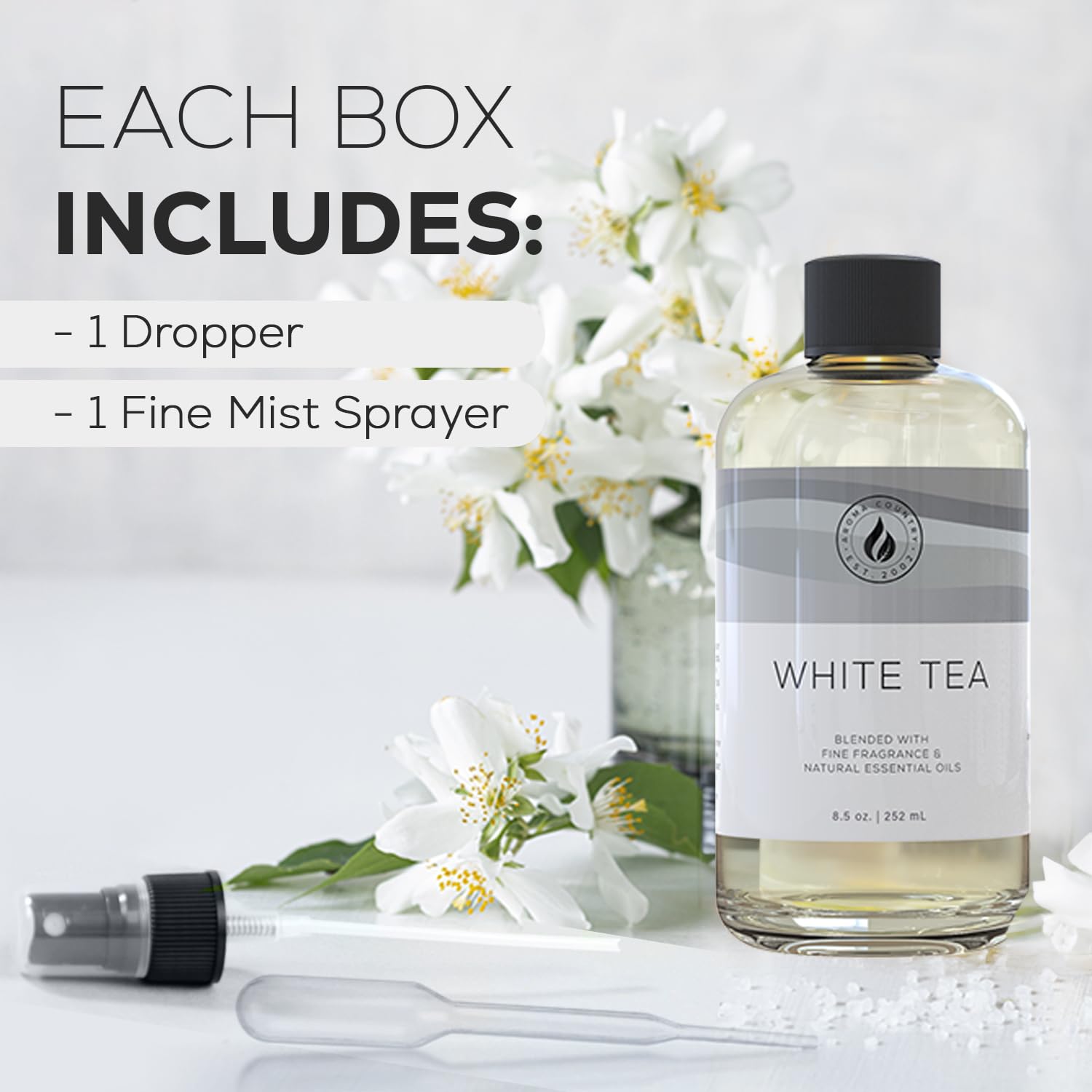 Aroma Country white tea diffuser oil refill 8.5 oz bottle, aromatic oil for home diffuser, natural scent blending