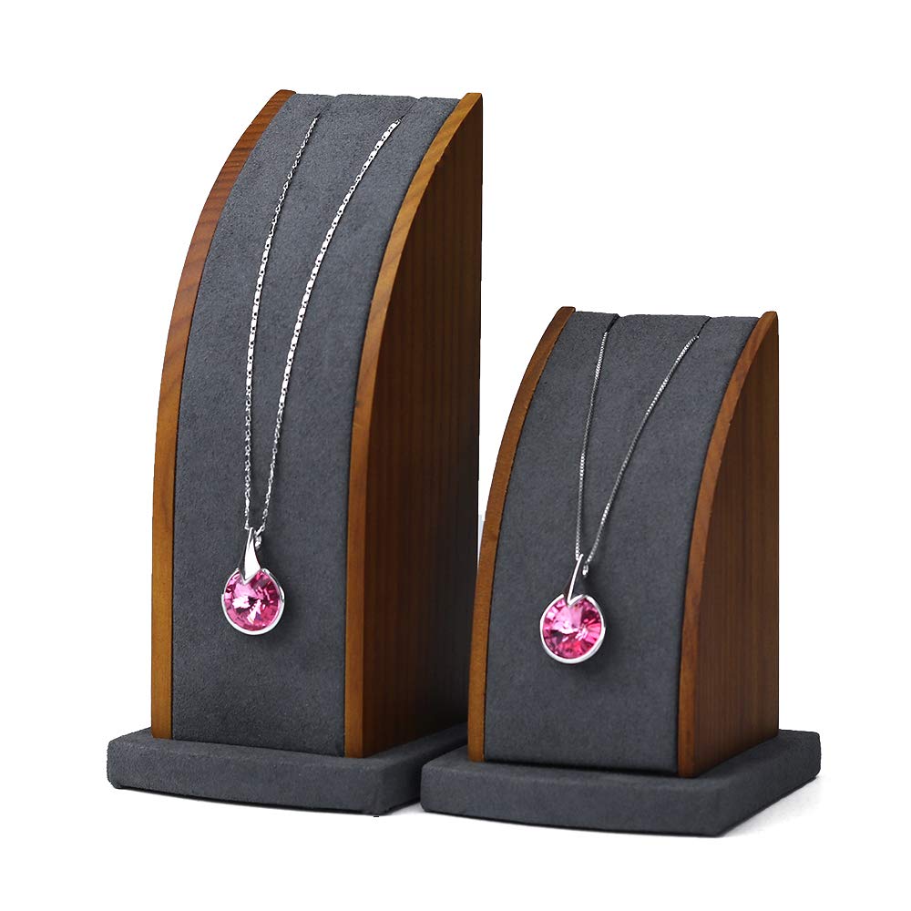 Oirlv 2 Set Solid Wood Long Chain Necklace Pendant Bracelet Stand – product photo (Jewelry Towers)