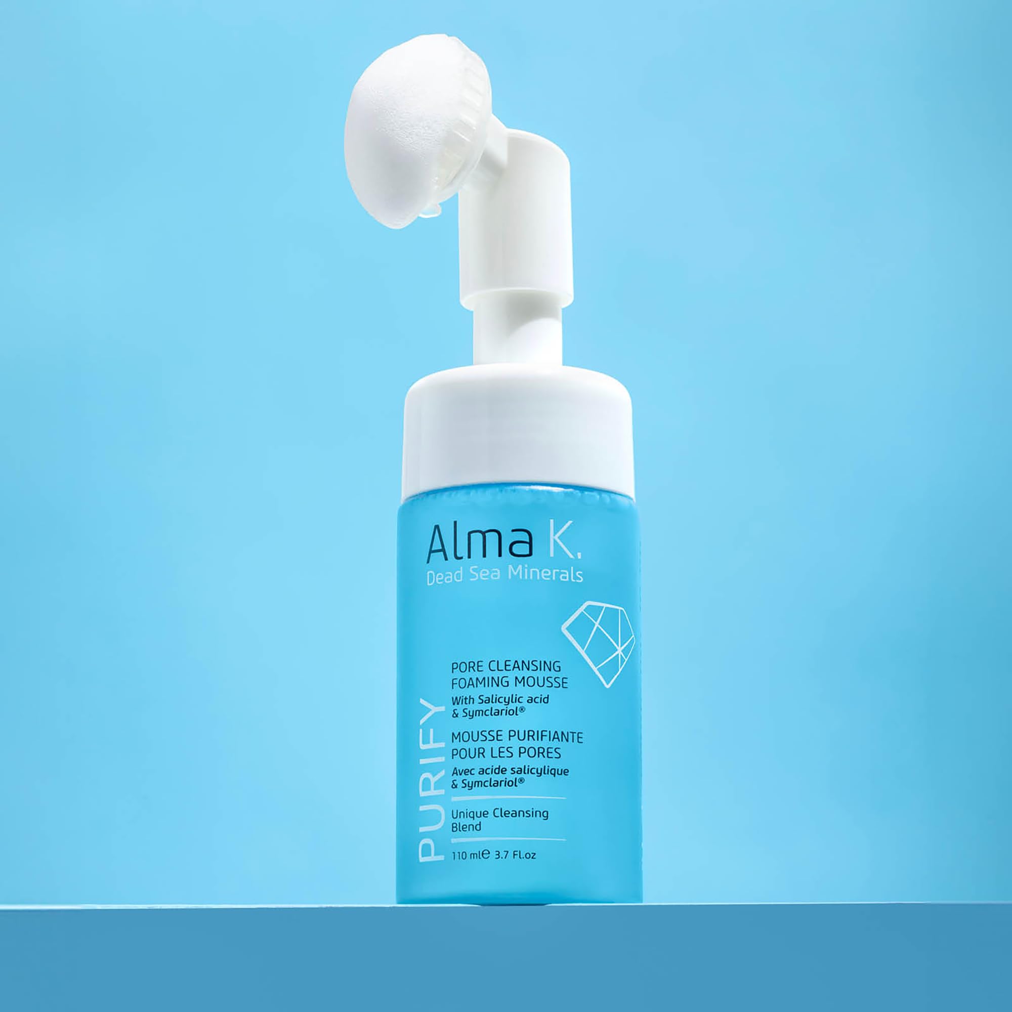 ALMA K Pore Cleansing Foaming Mousse facial cleanser for women, hydrating face wash with salicylic acid, 3.4 oz bottle.