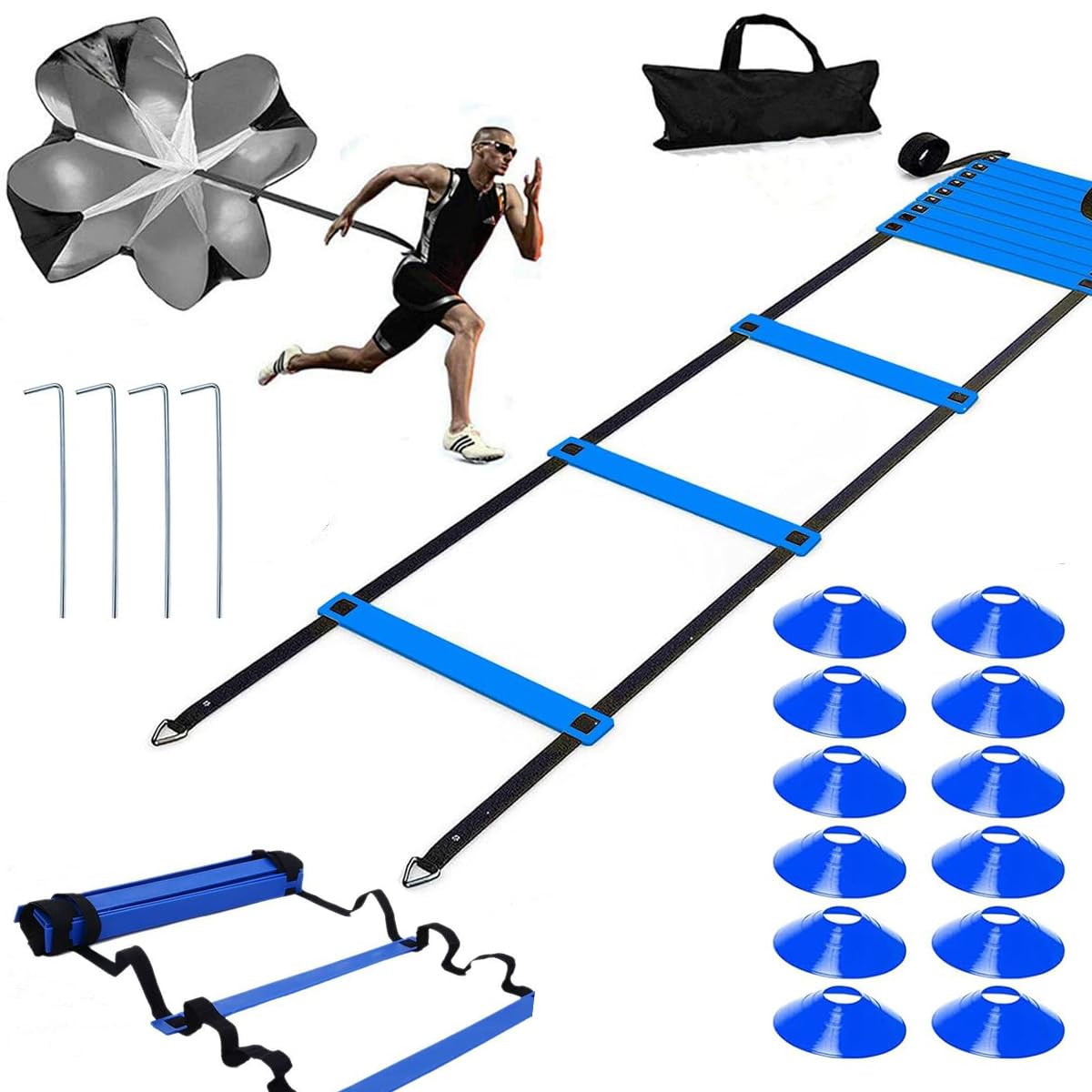 XINXIANG 20ft Sports Agility Ladder, Agility Training Equipment for Football, Exercise, Tennis, Legs Workout with Speed 