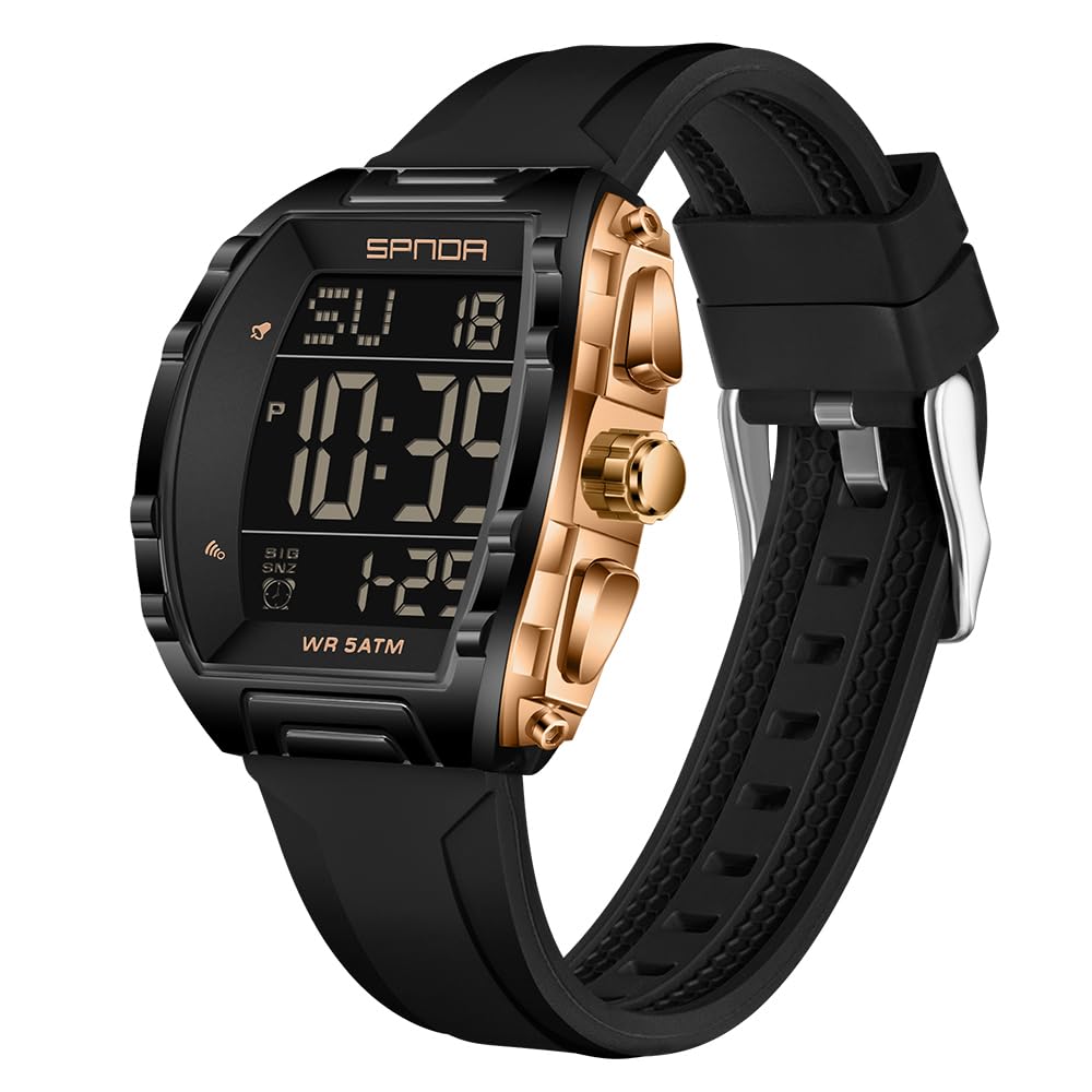 PASOY Men's Tactical Digital Sport Watch Silicone Strap – close-up detail
