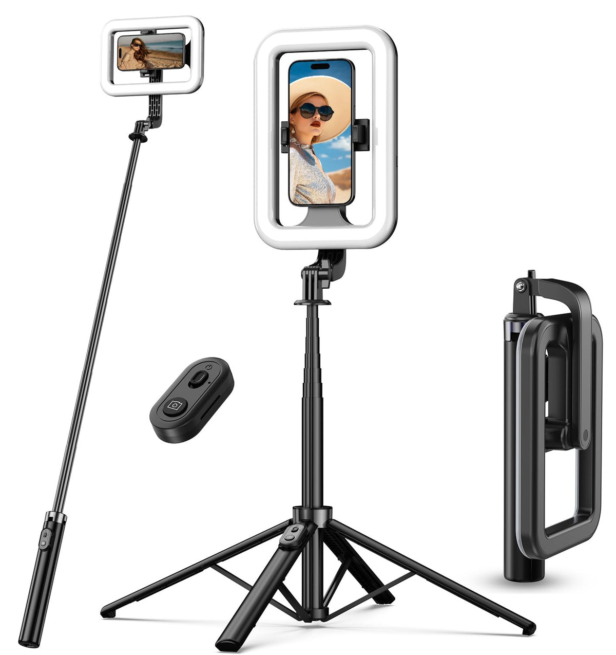 M MYBAT PRO Selfie Ring Light with 72" Tripod Stand - Extendable Selfie Stick with Light for Phone, Live Streaming, 