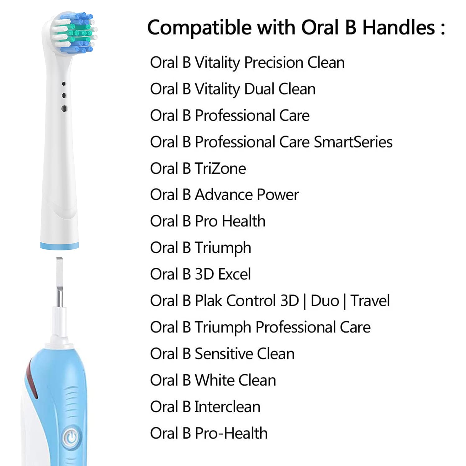 CHOKMAX 16-pack Oral-B compatible toothbrush heads, replacement brush heads for electric toothbrushes, close-up view