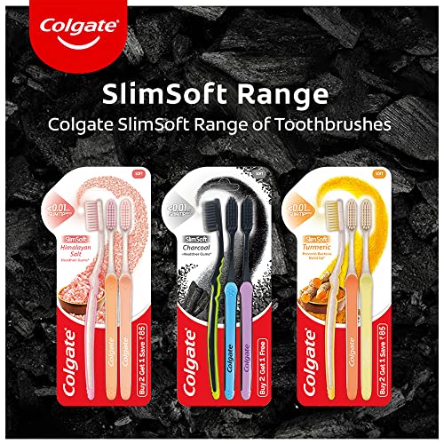 Colgate SlimSoft Charcoal Toothbrush Set of 4 | Soft Bristles | - Product Imagery